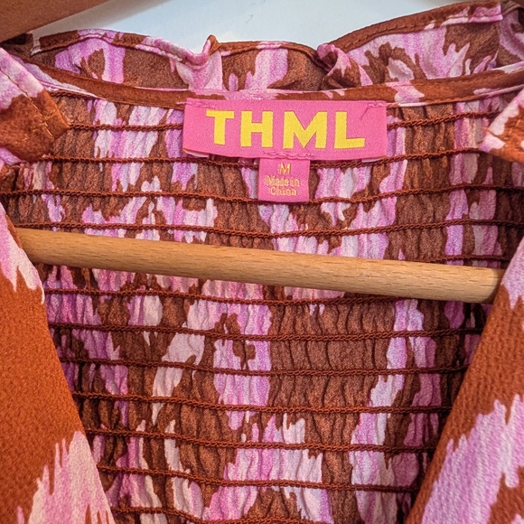 THML Pink and Brown Patterned Midi Dress - Picture 3 of 4